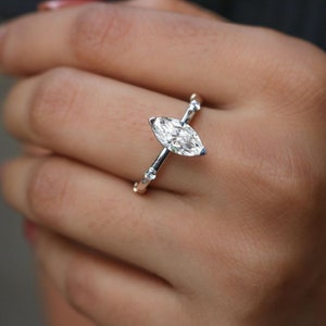 Vintage 3 CT Marquise Moissanite Engagement Ring, 14k Gold Moissanite Ring, Solitaire Marquise Wedding Ring, Marquise Promise Ring