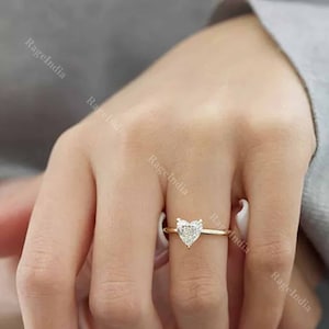2.0ct Heart Cut Moissanite Engagement Ring, Hidden Halo Moissanite Wedding Ring, Pave Setting Band, Anniversary Gift Promise Ring For Her