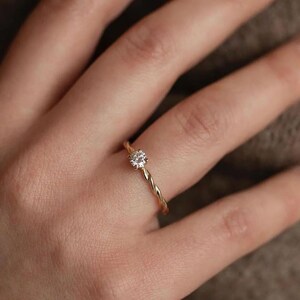 Round Cut Moissanite Engagement Ring, Solitaire Hidden Halo Ring, Moissanite Wedding Ring, 14K/18K Solid Gold Ring, Gift Ring