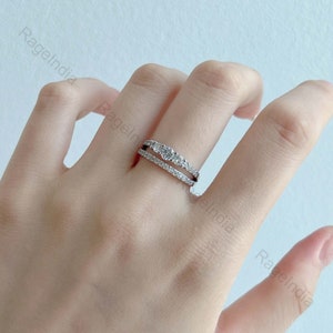 3 TCW Round Cut Moissanite Engagement Ring, Hidden Halo Moissanite Wedding Ring, Pave Setting Band, Anniversary Gift Promise Ring For Her