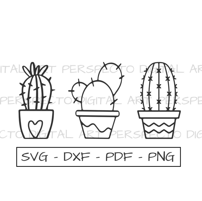 Cactus in Pot Vector Svg, Cactus Succulent Plant Bundle Vector Svg