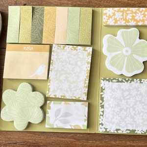 Carnet de notes autocollantes 14 pièces, marque-page sur le thème botanique, feuilles de plantes, carnet d'autocollants, fleurs, feuilles, carnet de notes