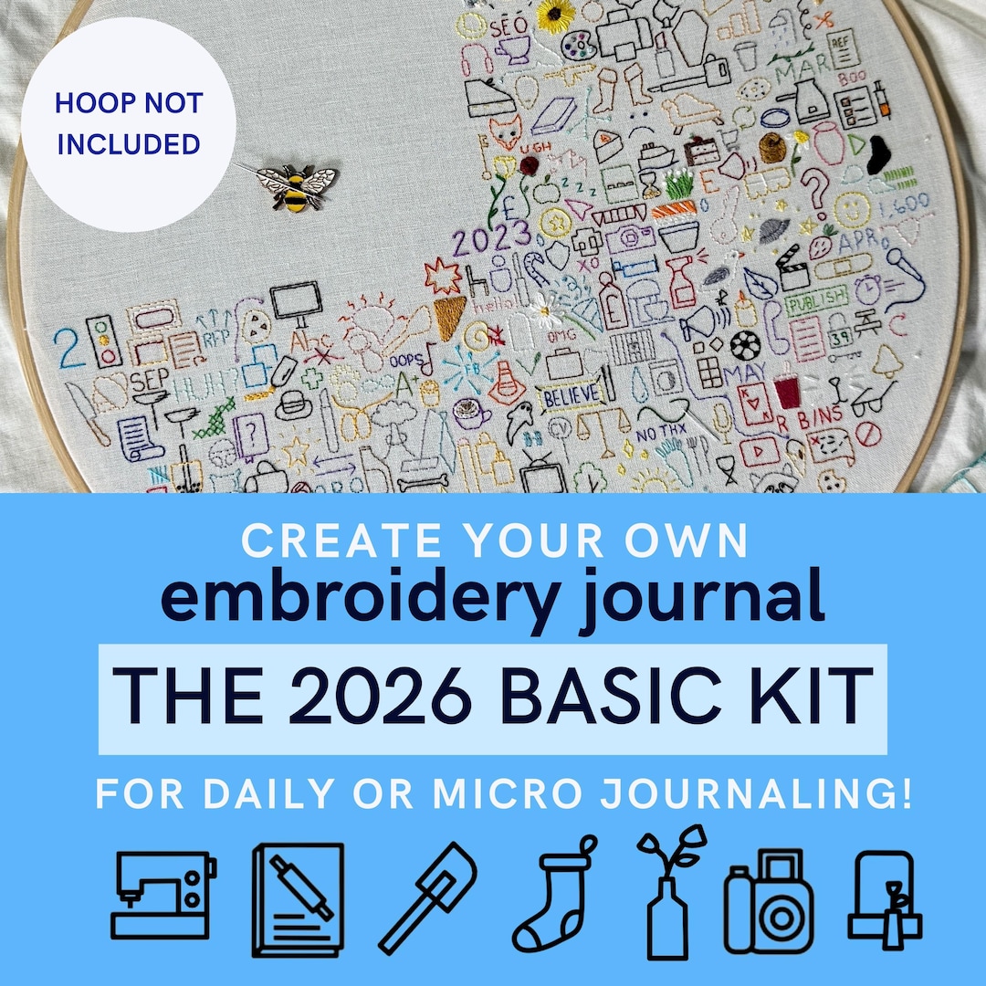 Threaded Journal Embroidery Journal HOOPLESS Kit 2026: Threaded Memory Keeper, No Hoop ...