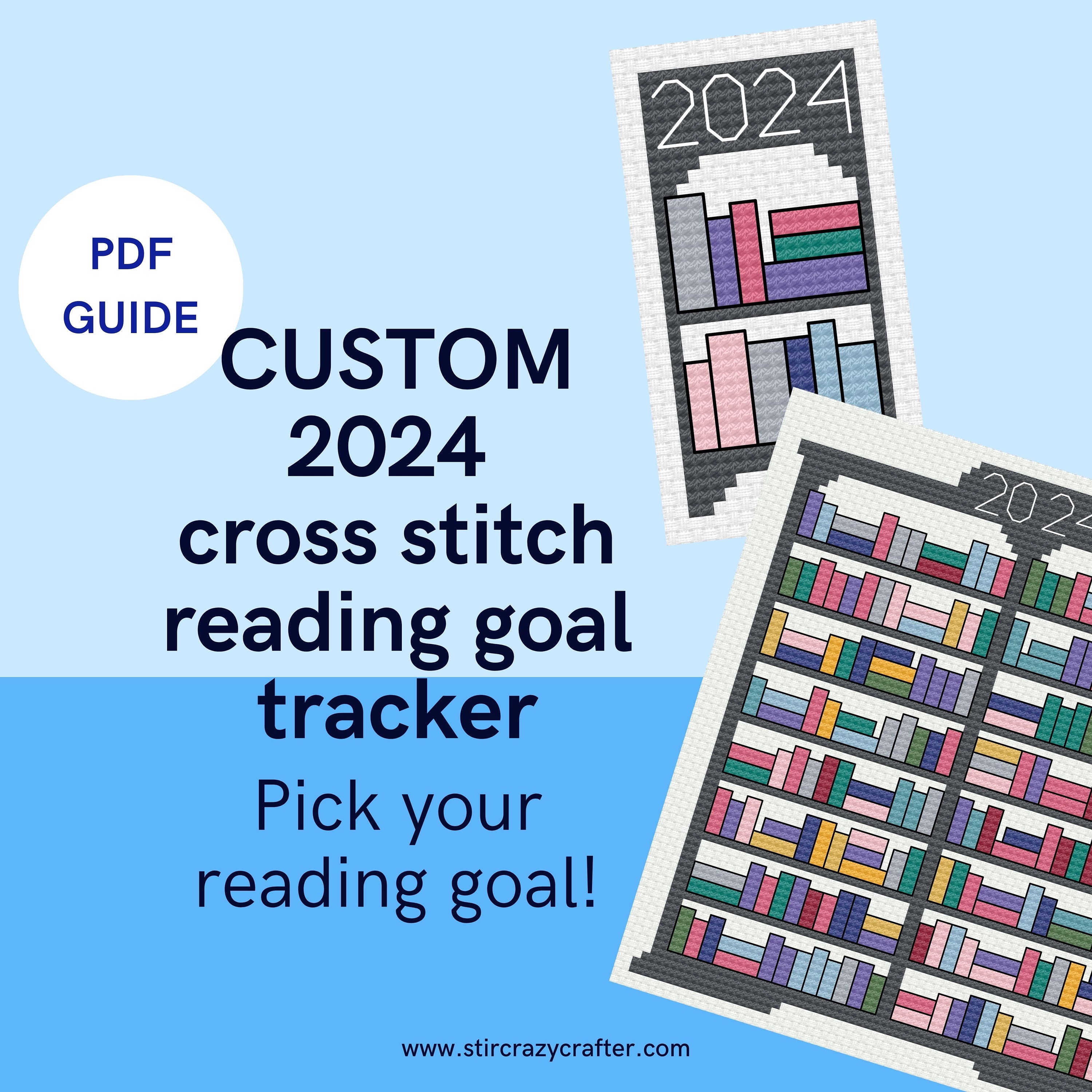 2023 100 Books Reading Goal Tracker Cross Stitch Bookmark PDF