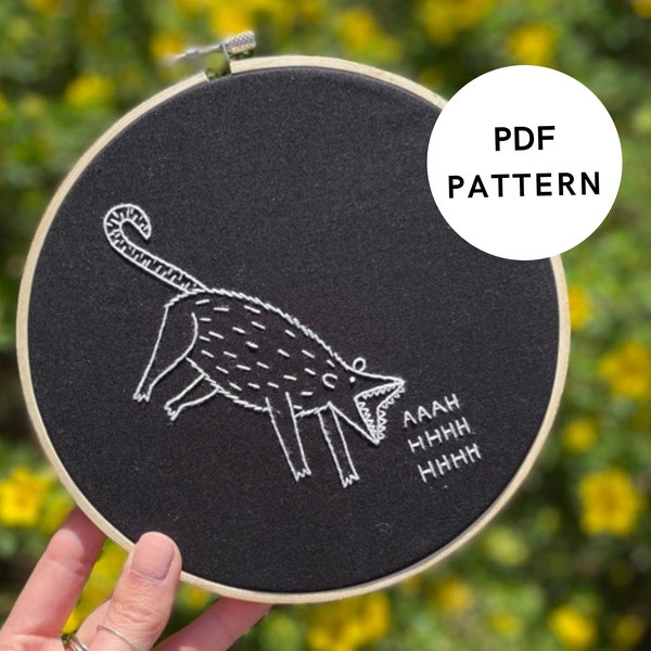 Screaming Possum Hand Embroidery Pattern PDF