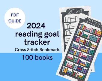 2024 100 Books Reading Goal Tracker Cross Stitch Bookmark PDF Guide