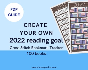 100 Books 2022 Reading Tracker Cross Stitch | PDF Guide | Books Read, Bookshelf Reading Log, Book Rating, Monthly Yearly Reading Challenge