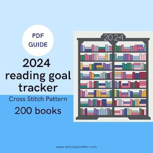 2024 200 Books Reading Goal Tracker Cross Stitch PDF Guide