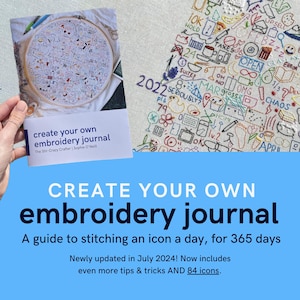 Embroidery Journal Printed Guide: 365 Days of Line Art, Memory Keeper, Beginner-Friendly Stitch Reference