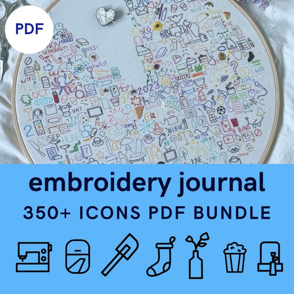 MEGA Embroidery Journal Icons PDF Bundle