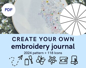 2024 Embroidery Journal Template + 118 Icons PDFs