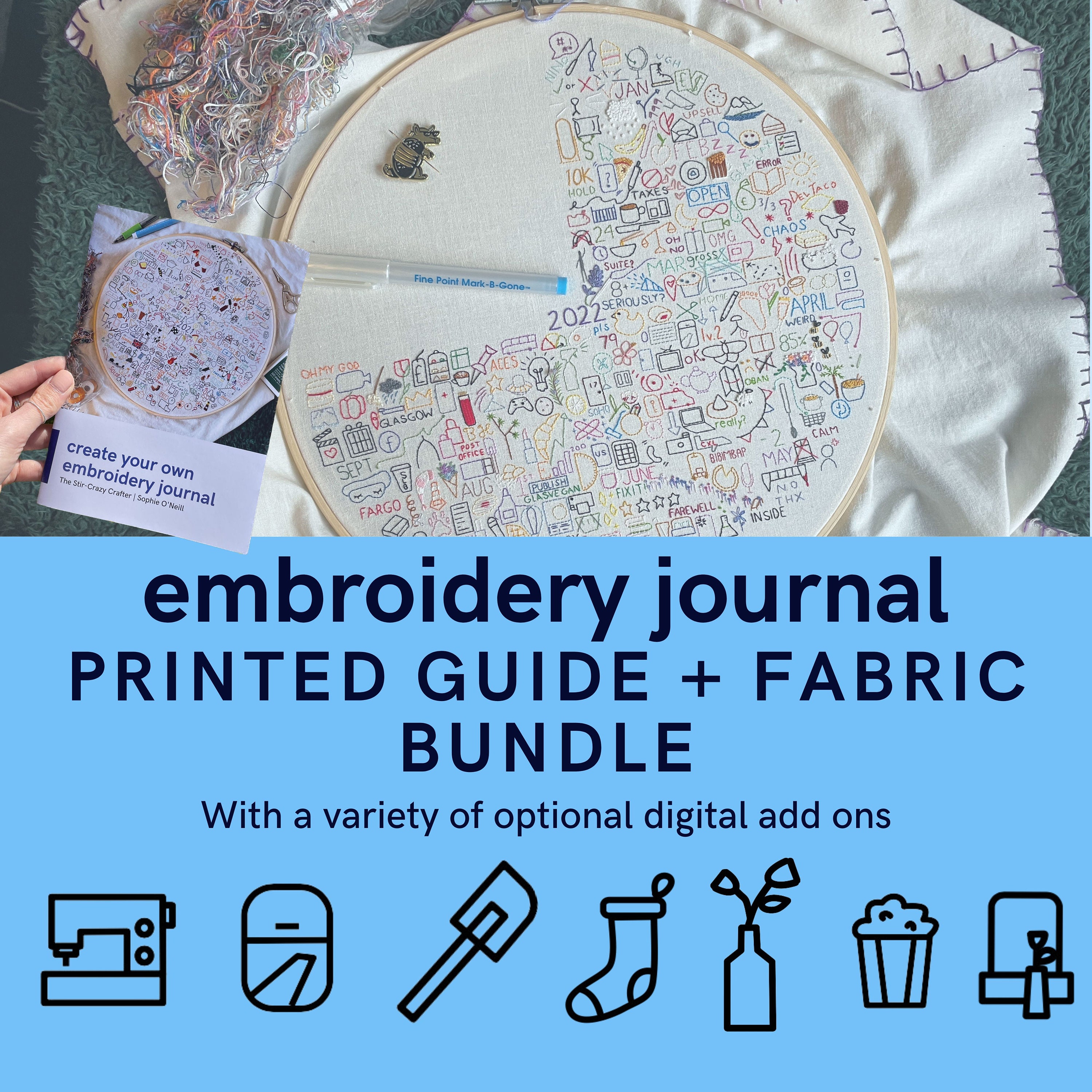 Embroidery Journal, Thread Journal, Gratitude Journal, Stitch of