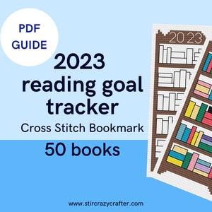 2023 50 Books Cross Stitch Reading Goal Tracker Bookmark PDF Guide