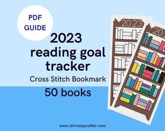 2023 50 Books Cross Stitch Reading Goal Tracker Bookmark PDF Guide
