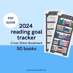 2024 50 Books Reading Goal Tracker Cross Stitch Bookmark PDF Guide