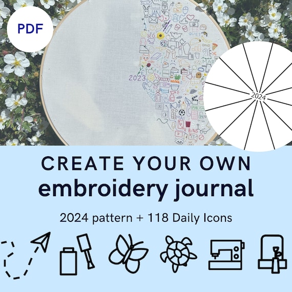 Thread Journal Embroidery Kit, Embroidery Journal Kits, Phenology Wheel Embroidery  Kit, 365 Days of Stitching, Stitch Journal Embroidery Kit 