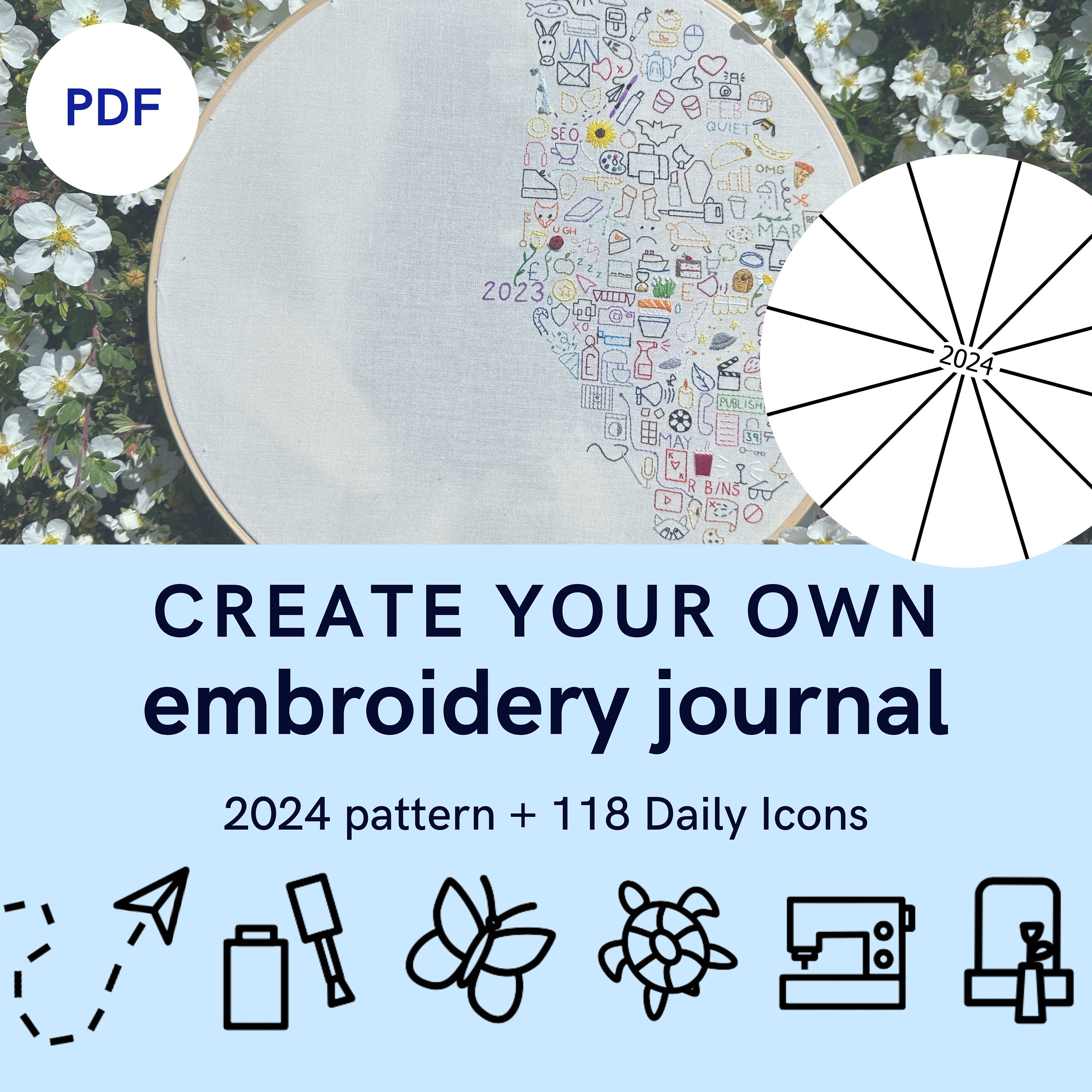 MEGA Embroidery Journal Icons PDF Bundle 