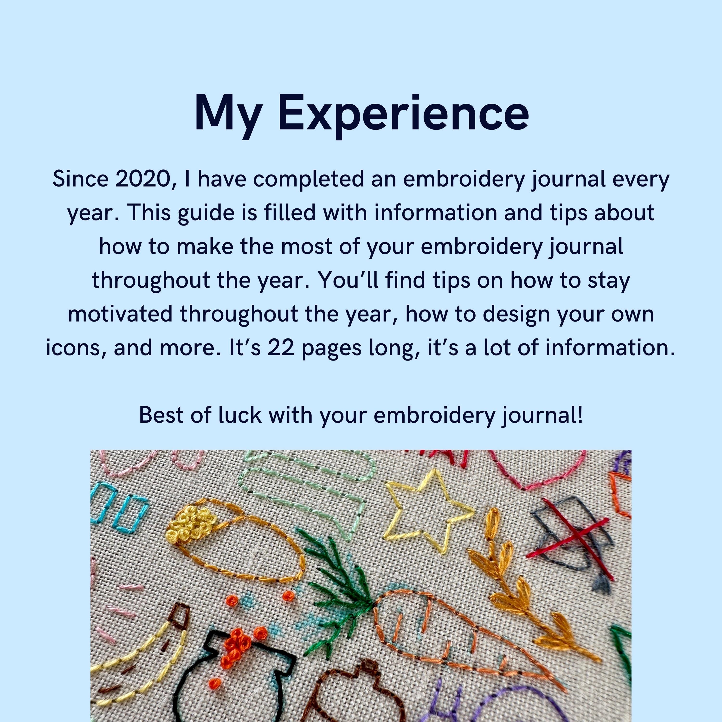 DAILY Embroidery Journal In-depth Guide PDF - Includes 84 Icons, How to Create Icons, How to Get ...