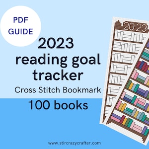 2023 100 Books Reading Goal Tracker Cross Stitch Bookmark PDF Guide