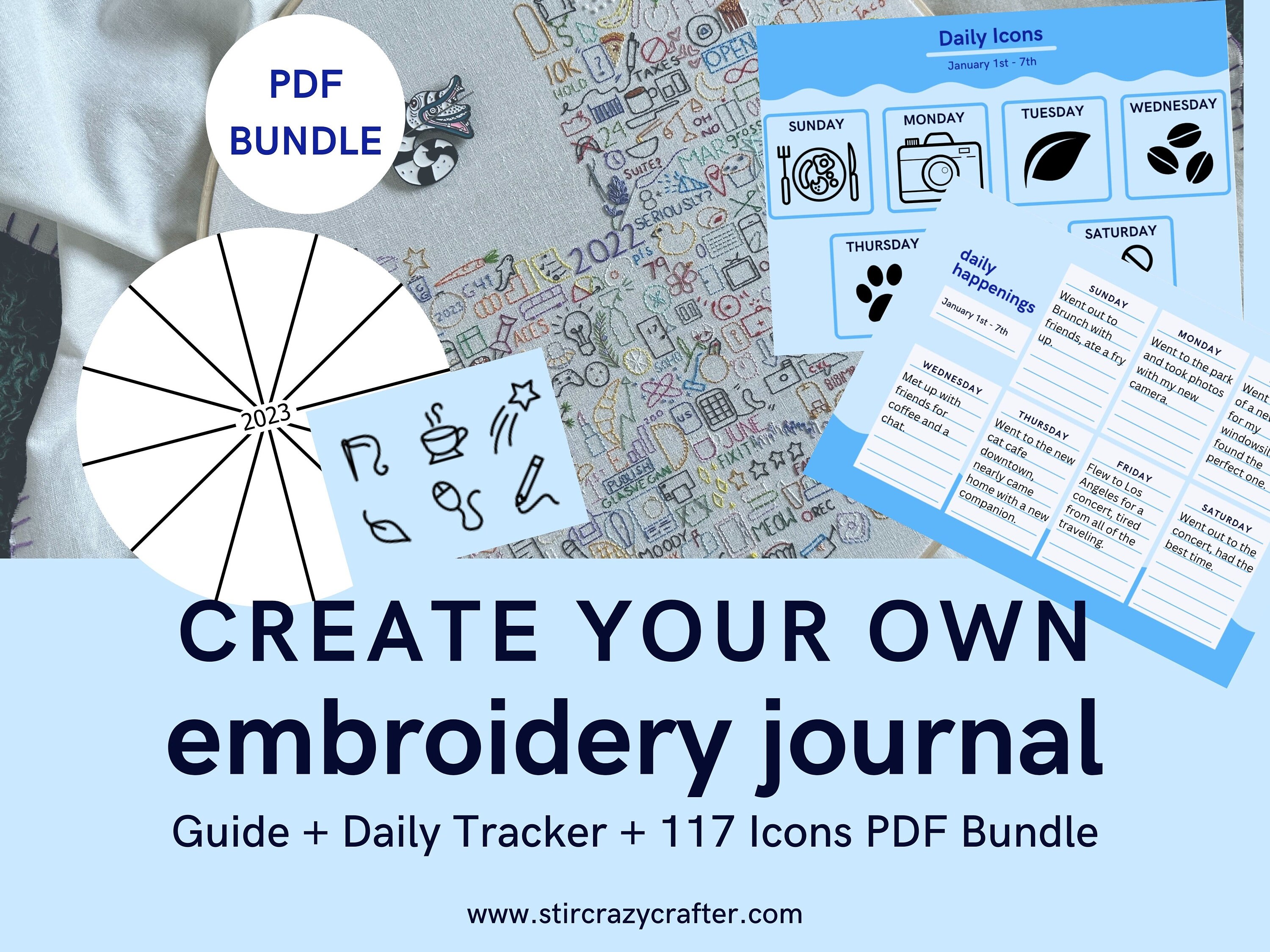 2024 Daily Tracker for Your Embroidery Journal PDF 