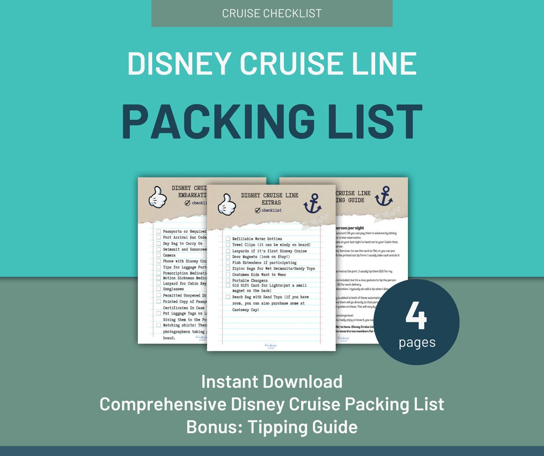 DCL Packing List and Tipping Guide Cruise Packing Instant Download - Etsy