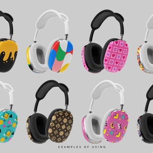 Pu&ograve; includere: Otto paia di cuffie over-ear con diversi motivi colorati. Le cuffie hanno padiglioni auricolari neri o bianchi e un'archetto.