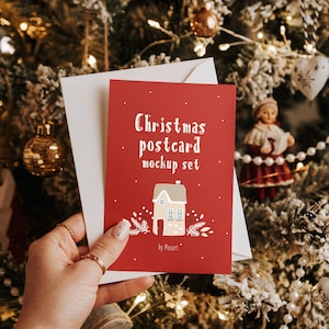 Conjunto de mockup de cartão postal de Natal 1 v2