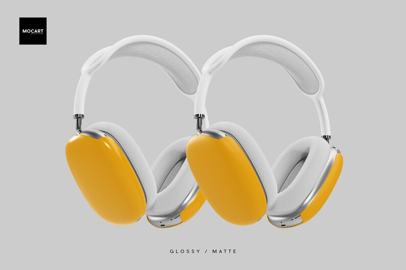 Pu&ograve; includere: Due paia di cuffie bianche con padiglioni auricolari gialli. Le cuffie hanno una finitura lucida e una finitura opaca.
