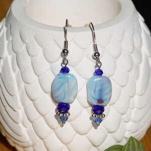 Blown glass earrings, elegant handmade earrings for her