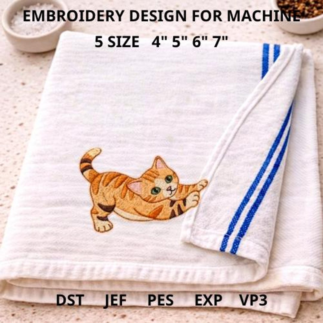 Cat Embroidery Design, Cute Orange Kitten Peekaboo, Machine Embroidery ...
