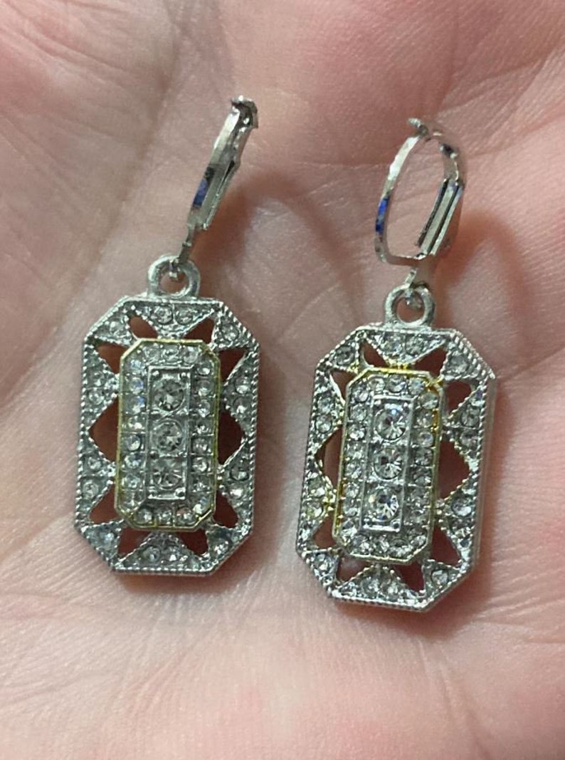 Antique Art Deco Earrings, Vintage Inspire Earrings, 14K White Gold, 2.00Ct Diamond Dangle Earrings, Wedding Engagement Earrings, Gifts Her