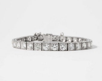 Tennis Bracelet For Women, Silver Bracelet, 3.6Ct Diamond, Art Deco Style Bracelet, 925 Sterling Silver, Wedding Bracelet, Personalized Gift