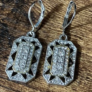 Antique Art Deco Earrings, Vintage Inspire Earrings, 14K White Gold, 2.00Ct Diamond Dangle Earrings, Wedding Engagement Earrings, Gifts Her