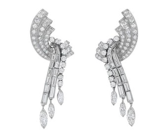 Pendientes colgantes de diamantes, diamantes múltiples de 5,0 quilates, oro blanco de 14 qt, pendientes de compromiso, pendientes nupciales de boda, pendientes para mujeres, regalo para ella