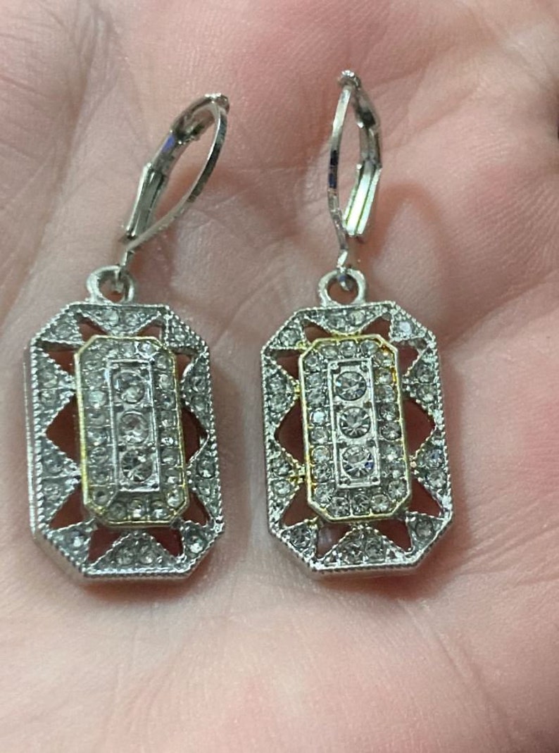 Antique Art Deco Earrings, Vintage Inspire Earrings, 14K White Gold, 2.00Ct Diamond Dangle Earrings, Wedding Engagement Earrings, Gifts Her