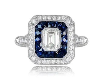 Doppel Halo Ring, 1.2CT Smaragd Diamant, Frauen Ehering, 925 Sterling Silber, Diamant Verlobungsring, Jahrestag Versprechen Ring, Geschenke