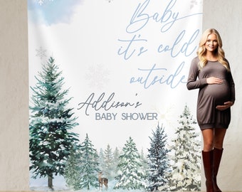 Baby It's Cold Outside Backdrop 7x5ft Snowy Forest Baby - View #7