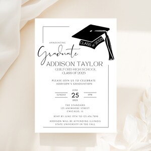Minimalist Graduation Party Invitation Template: Modern Invite (Digital Download)