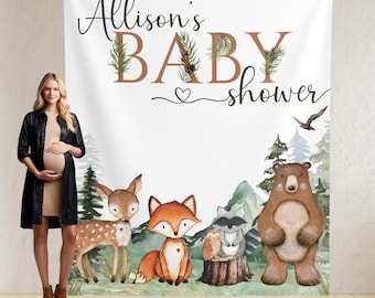 Woodland Animals Baby Shower Backdrop: Personalized Forest Banner
