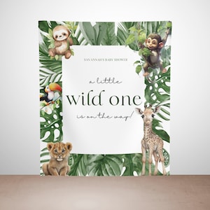 Safari Baby Shower Backdrop, A Little Wild One On the Way Banner, Jungle Baby Shower Backdrop, Safari Party Decor, Baby Safari Animals