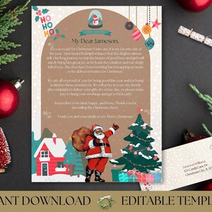 Carta de Black Santa imprimible, carta de Santa marrón con sobre, carta editable de POC Santa, carta de plantilla de Black Santa, SJD89