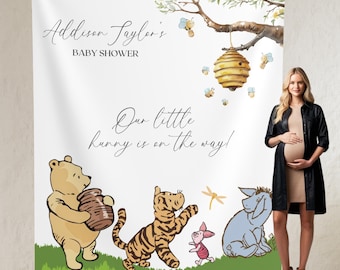 Classic Winnie the Pooh Baby Shower Banner, Little Hunny is on the Way Baby Shower Backdrop, Classic Pooh Baby Shower Decor, Winnie Backdrop