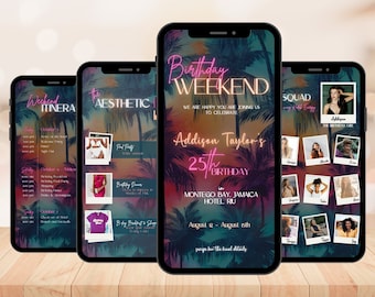 Tropical Birthday Weekend Itinerary Template (Digital)