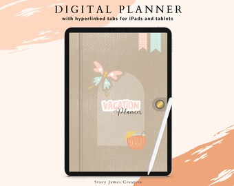 Digital Vacation Planner, Trip Planner, Vacation Planner for GoodNotes, Boho Digital Planner, Travel Journal, Travel Notebook SJC174
