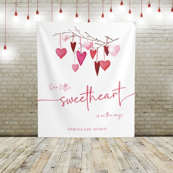 Little Sweetheart Baby Shower Banner, Custom Valentine's Baby Shower Backdrop, Hearts Baby Shower Decor, Little Sweetheart on the way