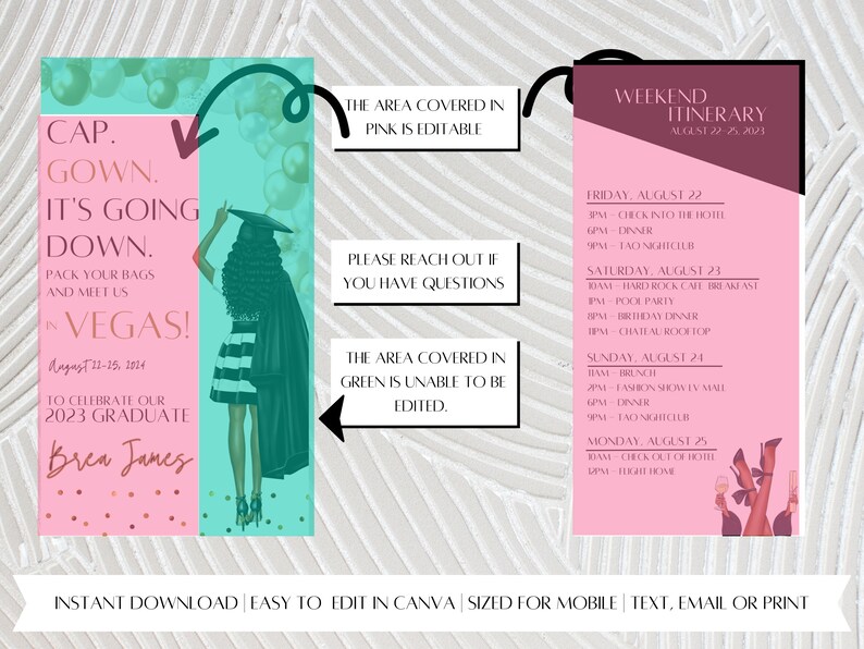 Graduation Party Invitation Black Girl Graduate Digital Grad Etsy