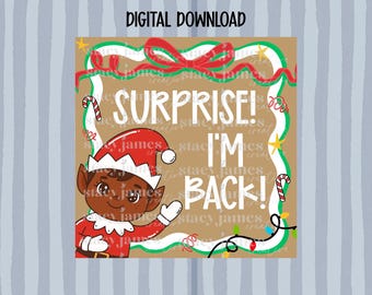 Surprise I’m Back Black Elf Banner Template • 36x36 DIY Painted Banner Download • Elf Return Sign • Elf Goodbye Sign • See Ya Next Year Sign