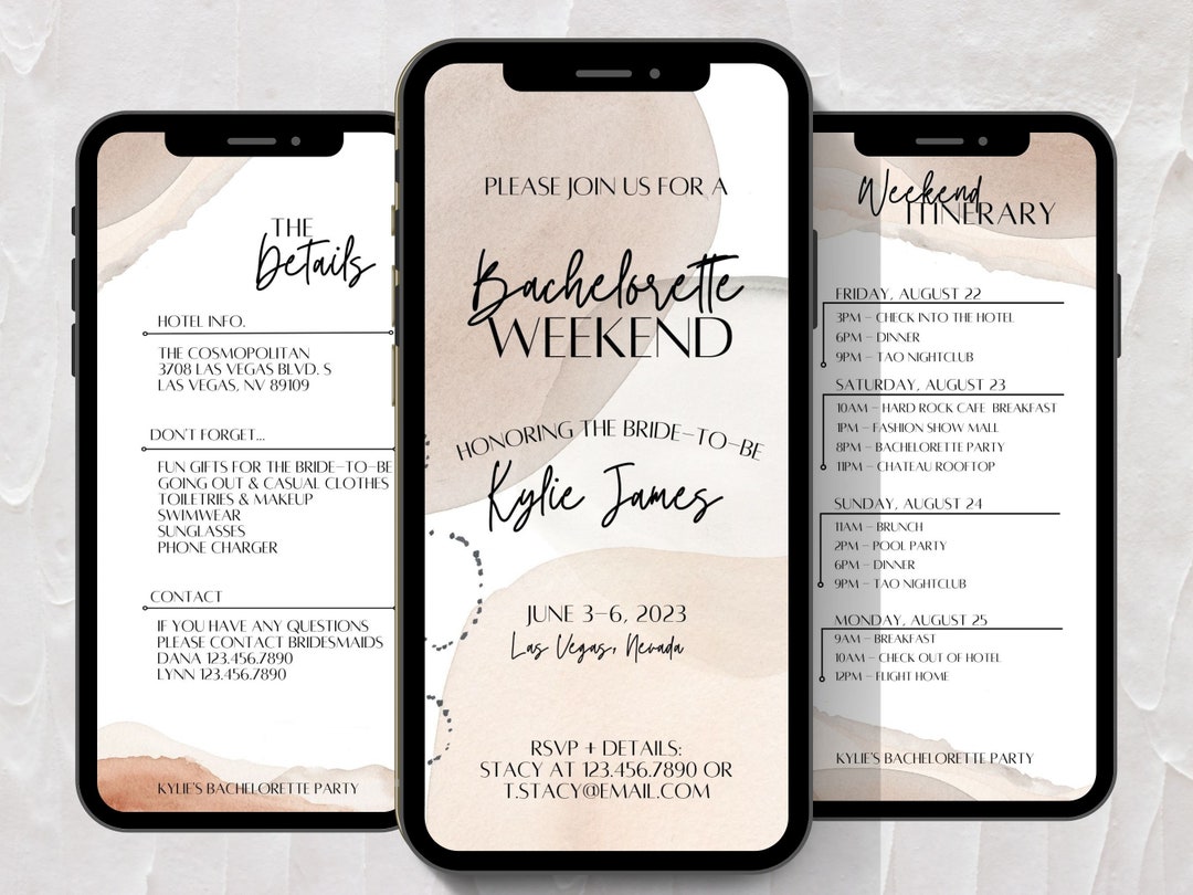 Boho Bachelorette Party Itinerary Template: Mobile Invitation (canva ...