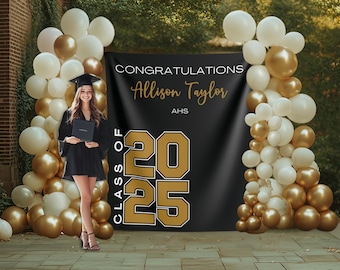 Graduation Class of 2026 Custom Party Banner, Personalized Congrats Grad School Colors Backdrop, High School Graduation, Grad Gifts College