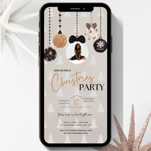 Black Girl Christmas Party Evite: Modern Holiday Invitation (Digital Download)